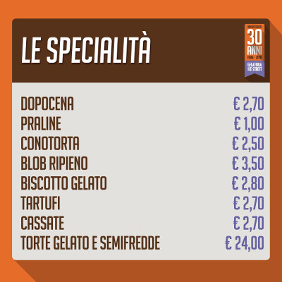 listino prezzi specialità gelateria quartu cagliari icestreet